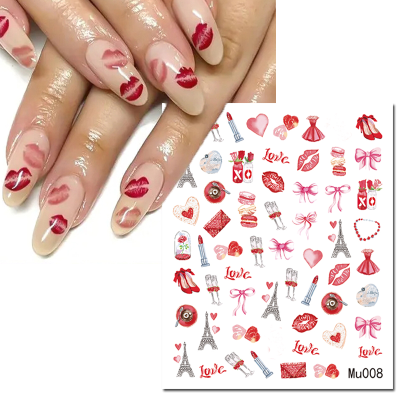 Nail Art Valentines Day - 3d arte do prego sliders adesivos