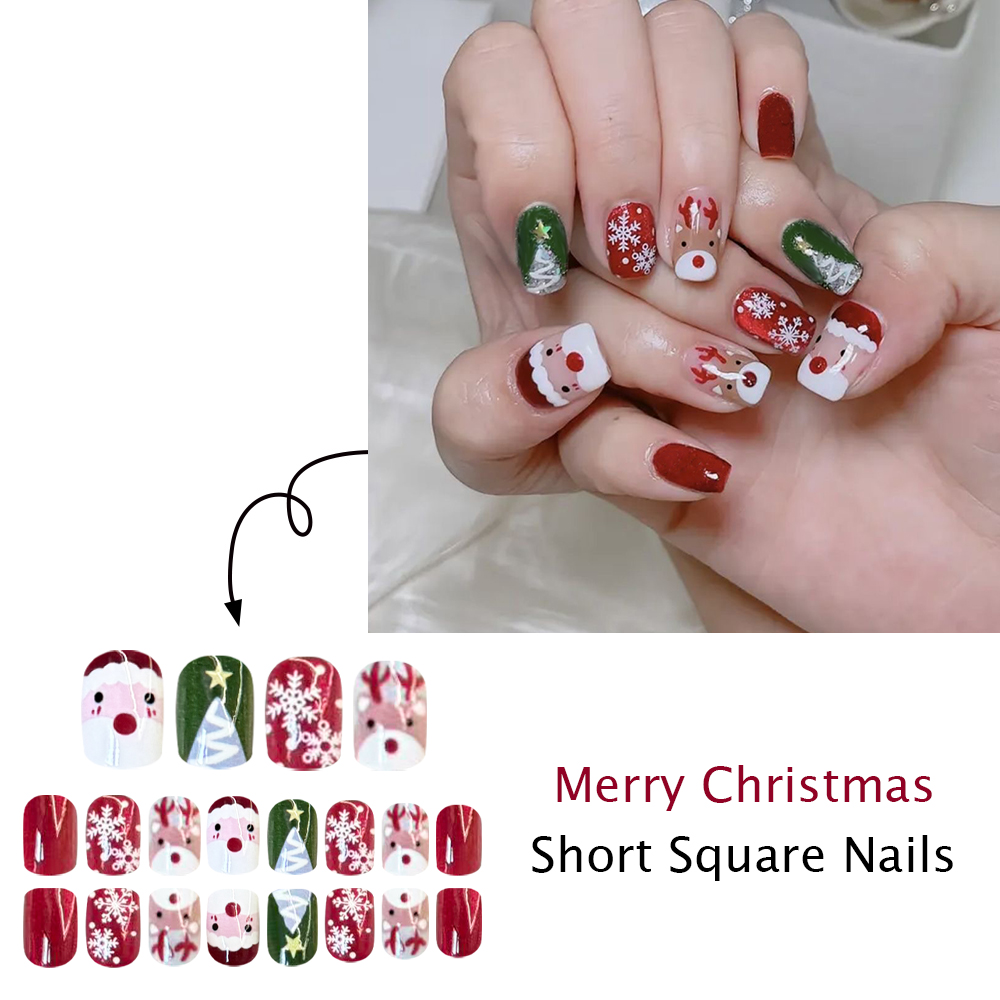 Unhas Postiças de Natal com Pa - Nail Art Press On avaliação e preço