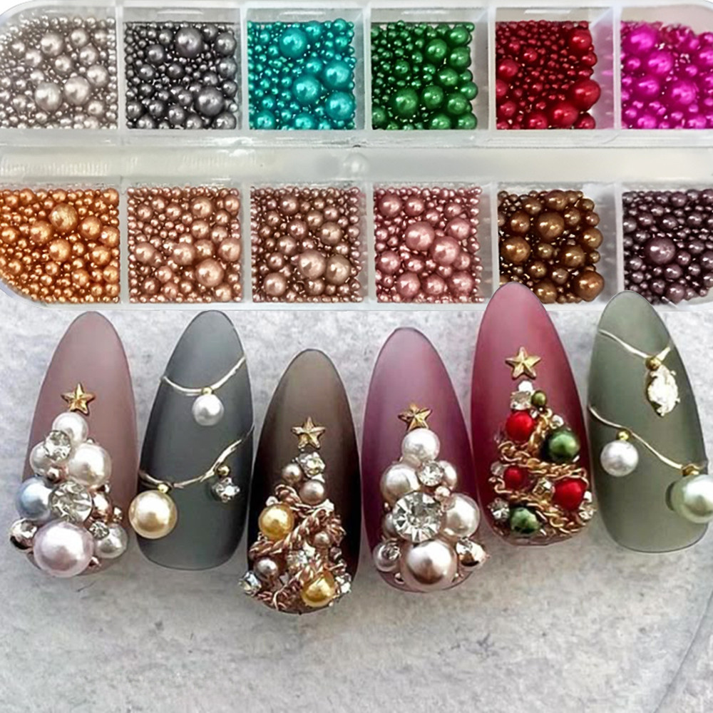 12 cores tamanho misto pérolas - Nail Art Valentines Day avaliação e preço