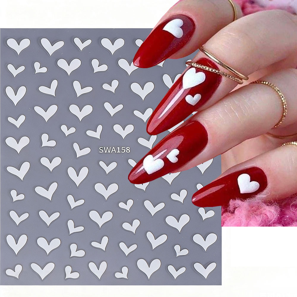 3d coração branco dia dos namo - Nail Art Valentines Day avaliação e preço